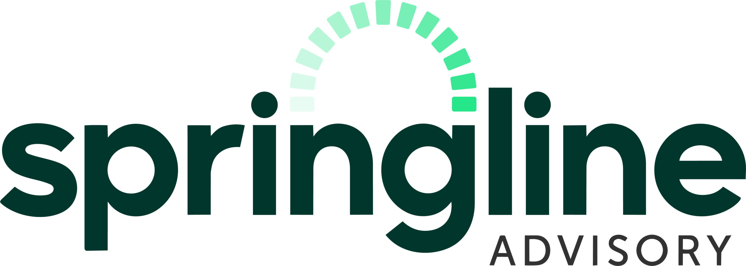 Springline Advisory logo with a green arc of dots above the text